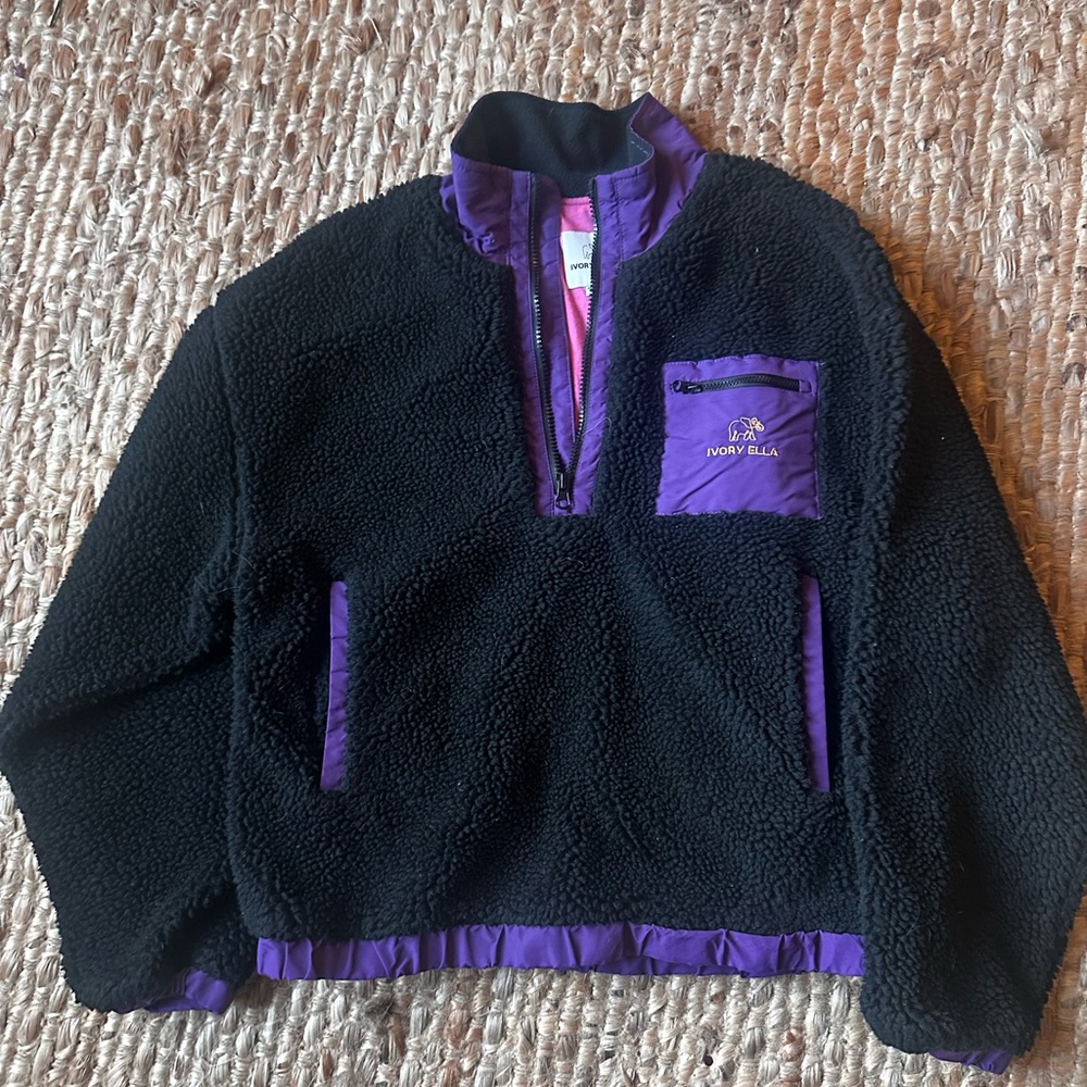 Ivory Ella Sherpa 1/2 Zip Pullover Small